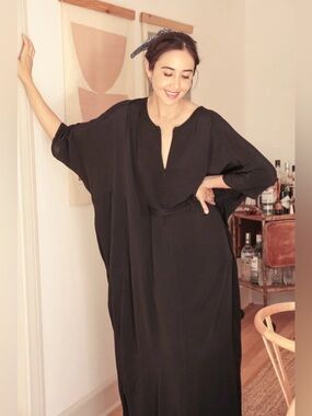 Odd Bird Rüya Tunic Midi Dress Black Medium Large Lagenlook